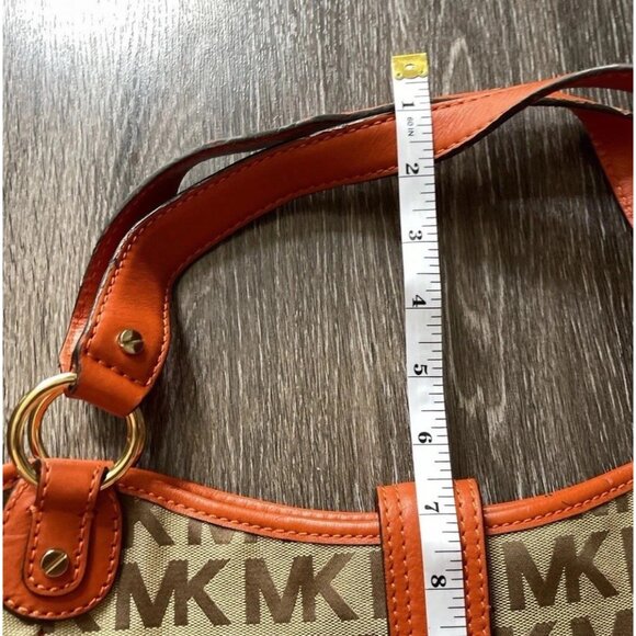 Vintage Michael Kors Signature Brown & Orange Leather Straped Shoulder bag Y2K - Picture 7 of 13